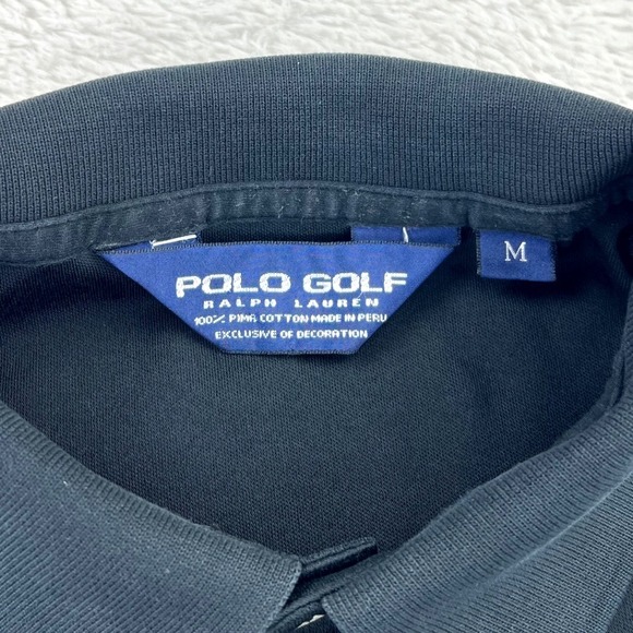 Vintage Polo Golf Ralph Lauren Shirt Men's MEDIUM Black Long Sleeve Pima Crest - Picture 4 of 8